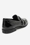 Daly Black Wrinkled Patent Leather Genuine Leather Buckle Women's Loafer Shoes - 7
