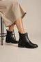 Women's Black Genuine Leather Elastic Chelsea Boots - 2