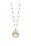 Turquoise Beaded Gold Necklace with Movable Whale Tail Figure - 2