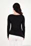 Cotton Boat Neck Side Gathered Knitted Blouse Women's Blouse 5867059 - 8