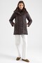 Zipper and Fur Detailed Quilted Coat Brown 6905 - 6