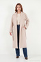 Tied Double-Breasted Collared Long Coat Women's Coat 6810428 - 2