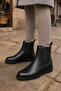 Women's Black Genuine Leather Elastic Chelsea Boots - 3