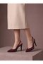 Burgundy Patent Leather Transparent Detailed Slingback Stiletto Pointed Toe Gold Buckle Thin Heel Evening Dress Event Night - 3
