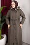 Removable Hooded Welsoft Lined Long Women's Coat - Khaki