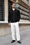 Black Stand Collar Double Zipper Pocket Men's Knitwear Cardigan E7198 - 2