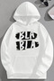 Unisex 3 Thread Cotton White Blabla Print Loose Fit Sweatshirt Hoodie