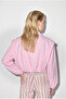 Women's Pink Wide Double-Breasted Collar Pocket Detailed Elastic Crop Trench Coat 2834 60286460 - 7