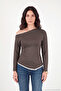 Boat Neck Double Layered Look Blouse Women's Bluz 5866954 - 3