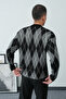 Men's Diamond Patterned Oversized Fuzzy Sweater - 4