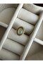 Gold Steel Anti-Tarnish Water Green Oval Twist Framed Ring - 2