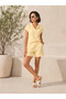 Summer Comfort! Women's Polo Collar Short Sleeve T-Shirt and High Waist Elastic Shorts Two-Piece Set - 3