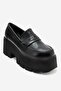 Santia Black Matte Patent Leather Women's Thick-Soled Loafer Shoes - 7