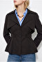 Women's Dark Brown Wide Double-Breasted Collar Waist Buttoned Lined Trench Coat 8025 60286461 - 4