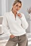 Women's Polo Collar Half Zipper Honeycomb Knit Sweater