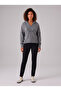 Women's Gray V-Neck Hooded Sweatshirt with Stitching Detail and Piece-Dye Washed Effect, 100% Cotton - 3