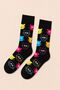 Colorful Cat Patterned Black Unisex Socks