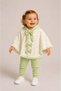 Pompom Detailed Heart Patterned Baby Poncho Set Long Sleeve Badi 0-18 Months Baby Girl Set 100% Cotton - 2