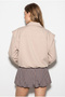 Women's Beige Wide Double-Breasted Collar Pocket Detailed Elastic Crop Trench Coat 2834 60286460 - 6