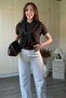 Short Sleeve Brown Knitwear Blouse with Shoulder Detail and Scarf - 6