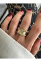Gold Baklava Patterned Dorical Ring - 4