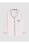 Özmarka New Season Ecru Shirt Collar Striped Women's Pajama Set - 6