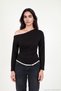 Boat Neck Double Layered Look Blouse Women's Bluz 5866954 - 3