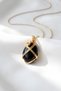 Black Onyx Natural Stone Necklace Gold Color Oval Design Necklace - 2