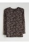Alita City Lcw with a Difference Grace Brown Patterned Oval Neck Long Sleeve Women's Blouse - 6