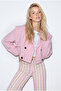 Women's Pink Wide Double-Breasted Collar Pocket Detailed Elastic Crop Trench Coat 2834 60286460 - 3