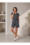 Summer Comfort! Women's Polo Collar Short Sleeve T-Shirt and High Waist Elastic Shorts Two-Piece Set - 3
