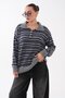 Women's Polo Collar Striped Sweater - 3