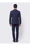 Navy Blue Pointed Collar 6 Drop Regular Fit Men's Suit with Vest - 3
