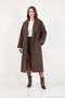 Tied Double-Breasted Collared Long Coat Women's Coat 6810428 - 4