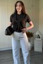Short Sleeve Brown Knitwear Blouse with Shoulder Detail and Scarf - 4