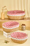 Rattan Look Oval 3-Piece Multi-Purpose Organizer Basket Set with Handles and Plaid Fabric - 2