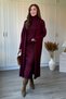 Burgundy Knitwear Dress with Turtleneck Cardigan - 8