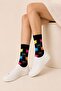 Colorful Cat Patterned Black Unisex Socks - 2
