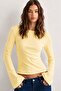 Women's Yellow Boat Neck Wide Sleeve Fitted Stretchy Blouse (91982) - 5