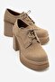 Odette Earth Suede Platform Block Heeled Women's Shoes