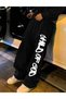 Unisex Black "Child of God" Text Printed Oversize Wide Leg Sweatpants