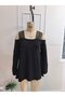 Women's Long Sleeve Viscose Blouse with Open Stripe Detail on the Shoulders - 4