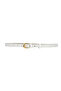 100% Genuine Leather, 2 cm White Knitted Patterned Women's Belt with Gold Color Buckle; Dress, Trouser Belt Dk. - 3