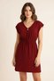 Women's Burgundy Side Slit Buckled V-Neck Mini Beach Dress H110426