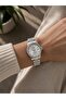 Women's Wristwatch 25 mm Steel Band White Dial Stone Case Silver Color Date Display - 2