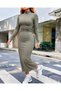 Women's long sleeve turtleneck ruched waist maxi modal dress