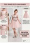 Girl's Satin Square Neck Puffy Short Tulle Party Dress - 4