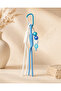 Blue and white beaded bag charm - 2