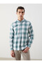 Nevavm Regular Fit Long Sleeve Plaid Gabardine Men's Shirt with Difference