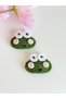 Set of 2 Amigurumi Cute Frog Figured Snap Buckle Hair Clips Organic Cotton Children's Hair Clips - 3